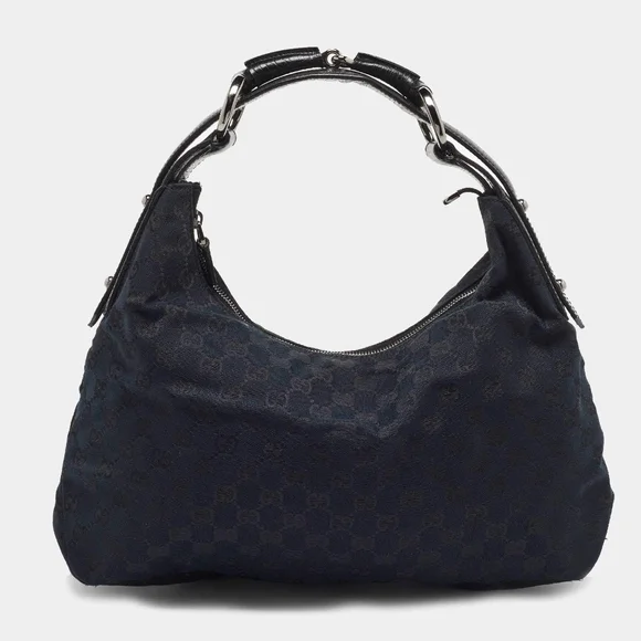Gucci Black Horsebit Medium Canvas Hobo - Picture 13 of 14